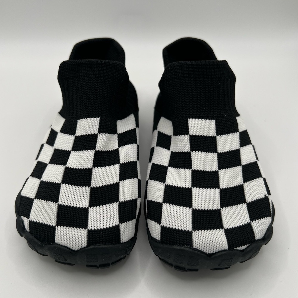 Kids Black & White Check Slip-On Shoes